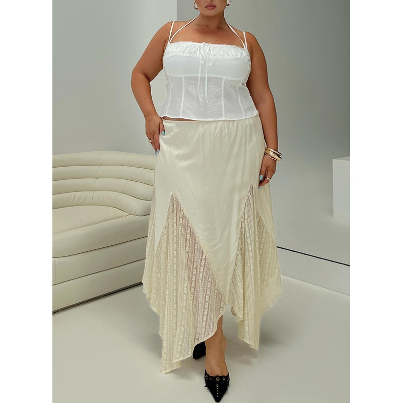 Madame Lace Maxi Skirt Cream Curve
