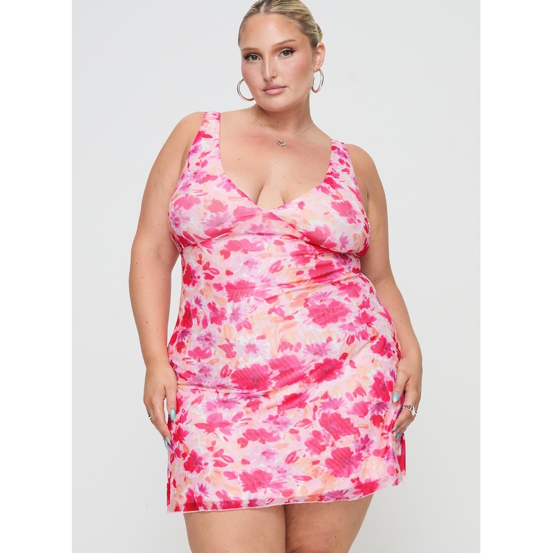 Zuba Mini Dress Pink Floral Curve