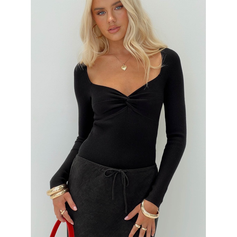 Gooseberry Long Sleeve Bodysuit Black