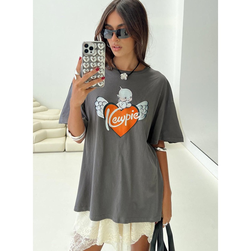 Kewpie Oversized Tee Washed Black