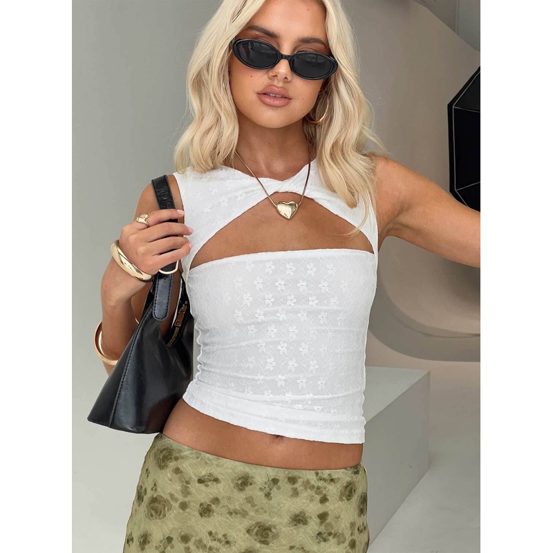 Martiney Twisted Tank Top White