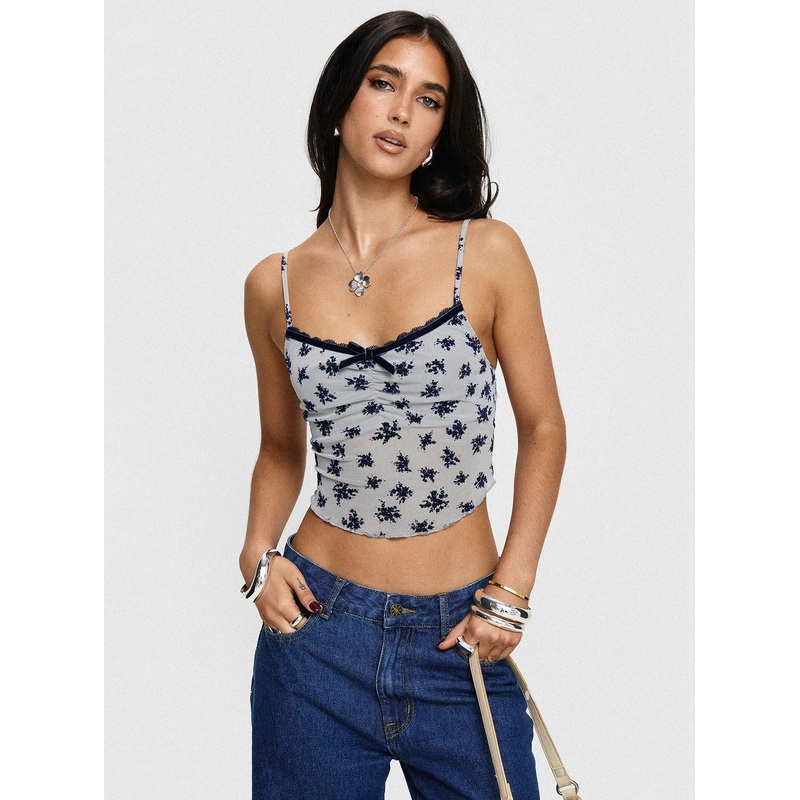 Norde Top Floral Cluster Pale Grey