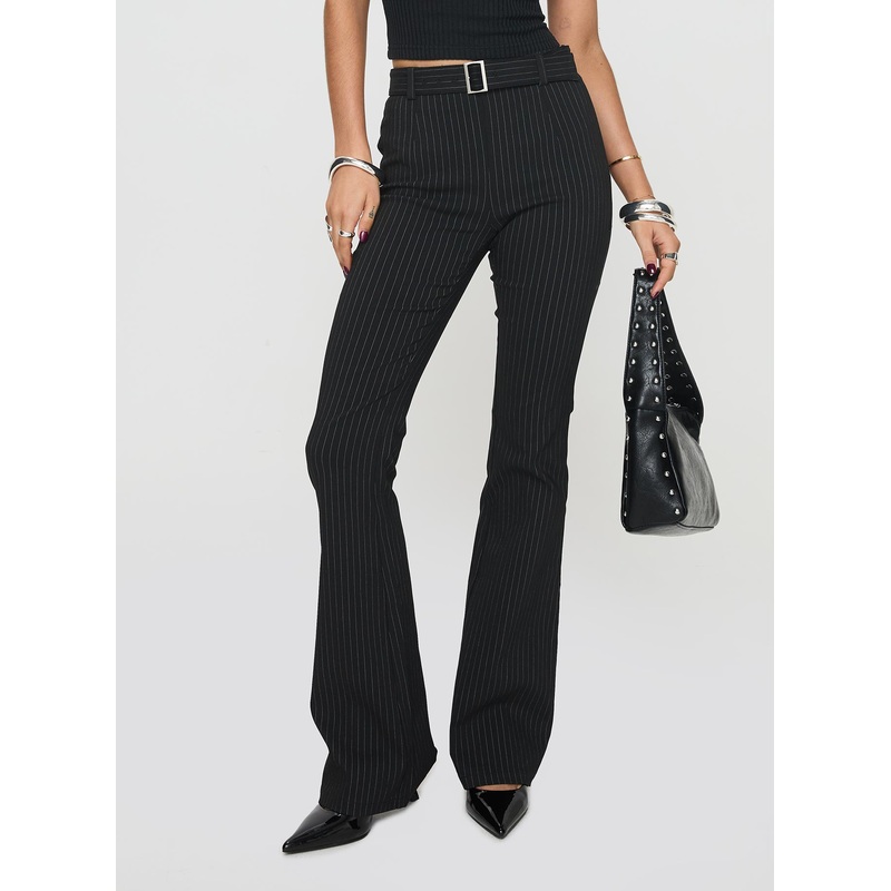 Pagano Pinstripe Flare Pants Black