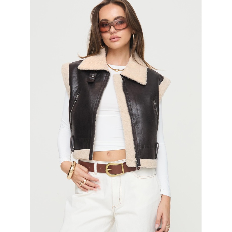Riga Shearling Vest Chocolate