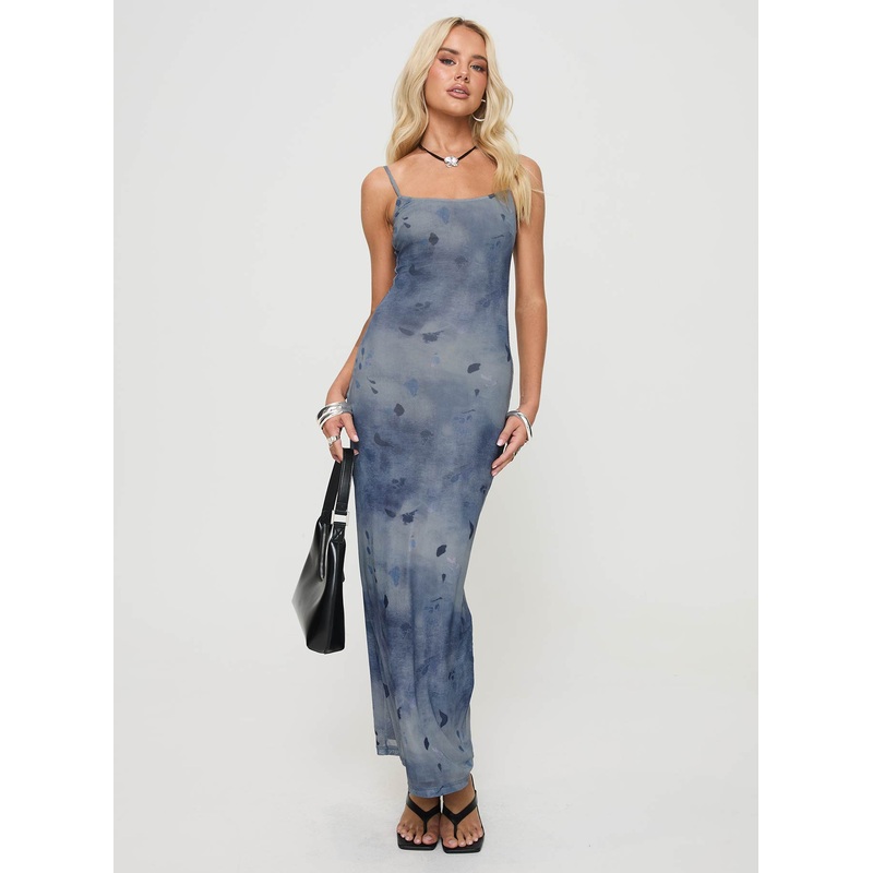 Scottson Mesh Maxi Dress Blue