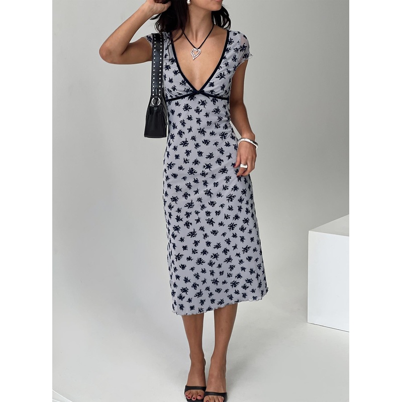 Vilinia Midi Dress Floral Cluster Grey