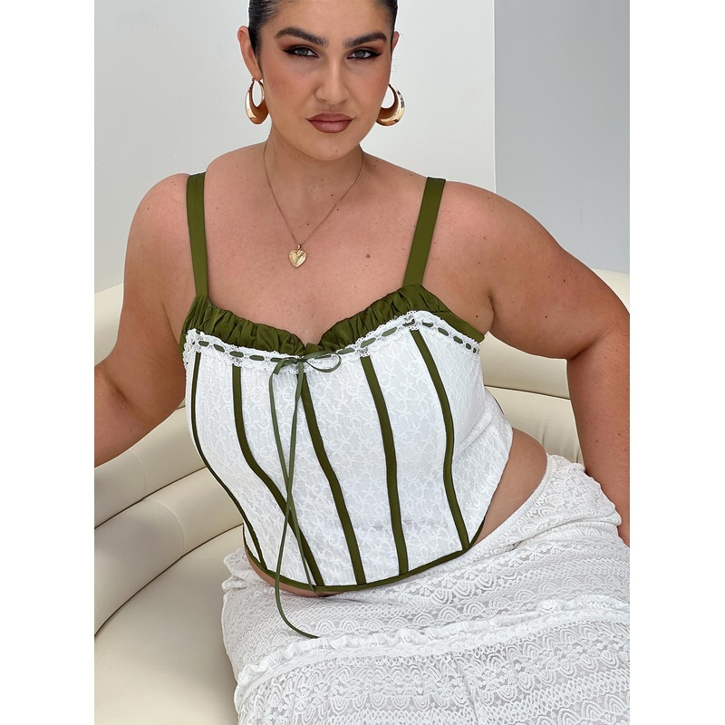 Jiraia Lace Corset Top White / Green Curve