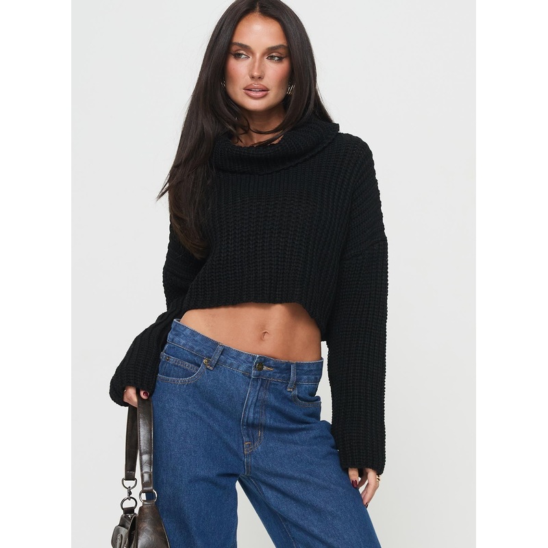 Joice Ribbed Turtleneck Sweater Black