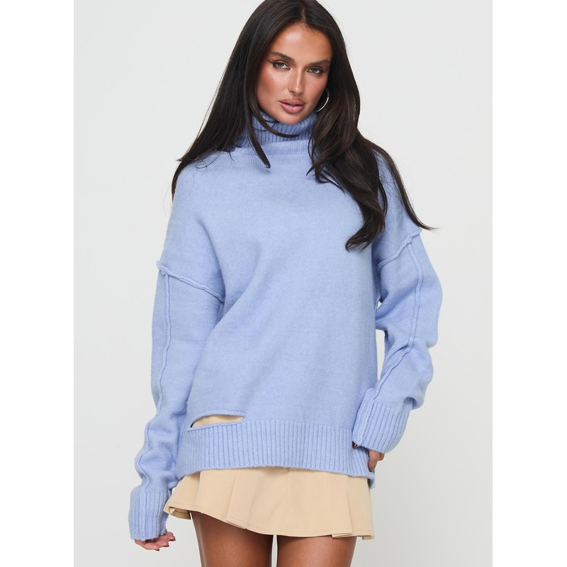 Luminescent Turtleneck Sweater Blue