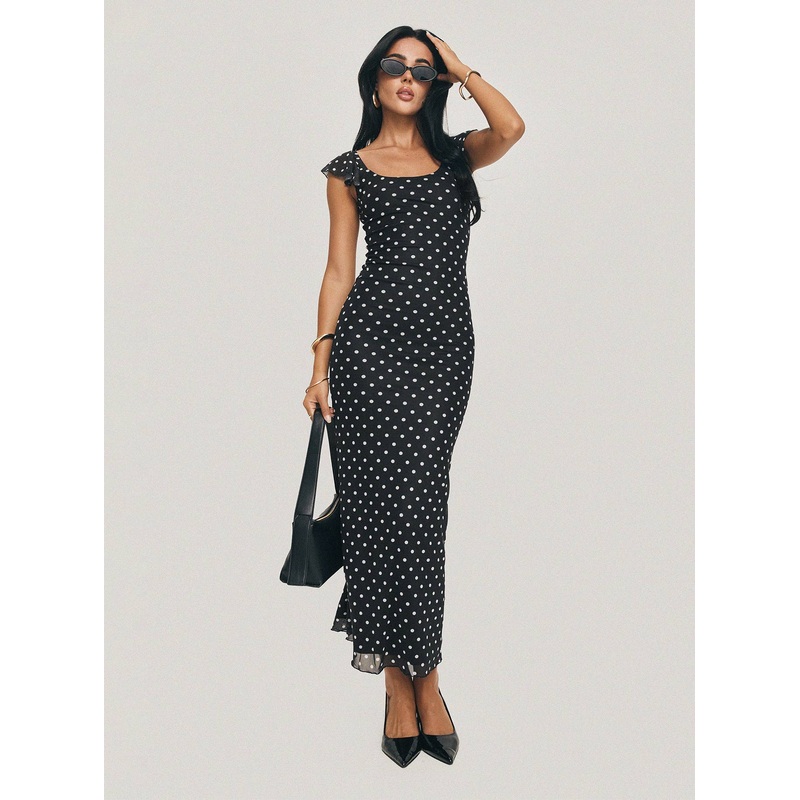 Sandberg Maxi Dress Black Polka Dot