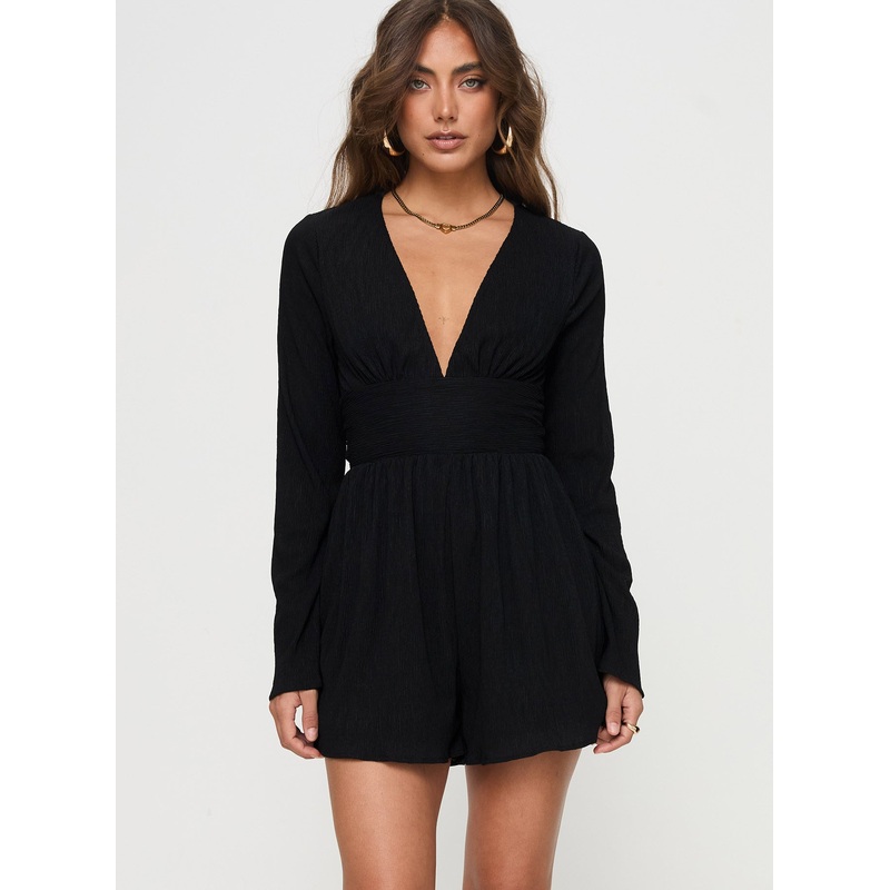 Bernardi Long Sleeve Playsuit Black