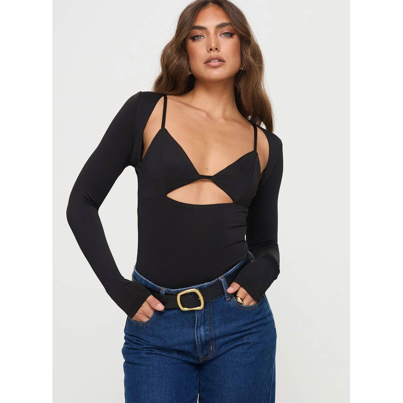 Bolden Long Sleeve Bodysuit Black