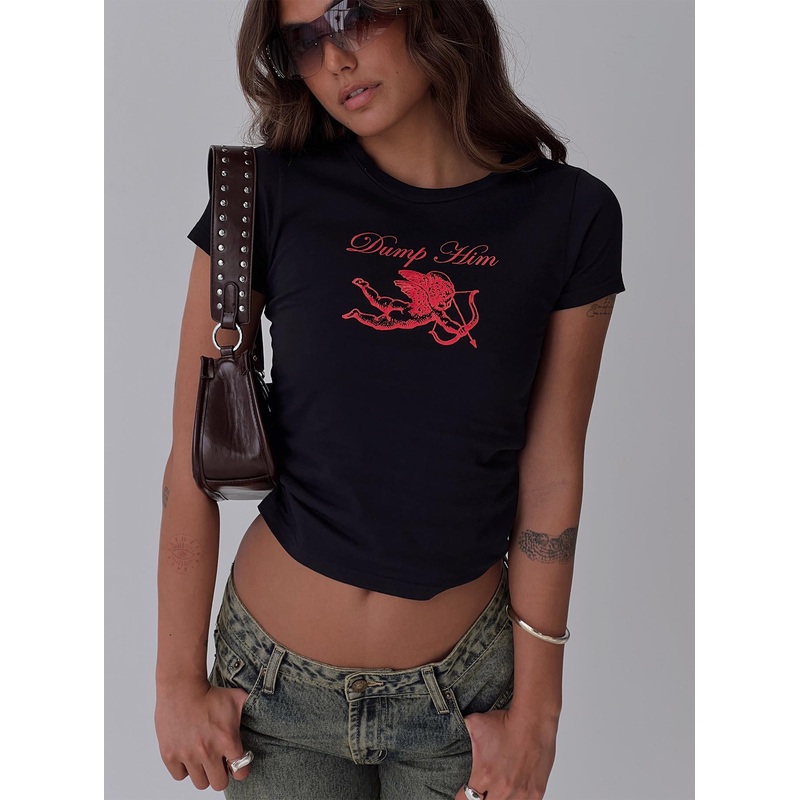 Dump Him Baby Tee Black