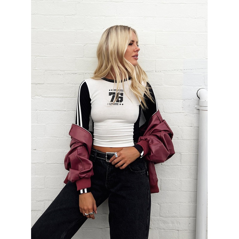 Letina Long Sleeve Top Black / White