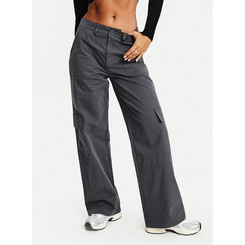 Luna Mid Rise Cargo Pants Charcoal