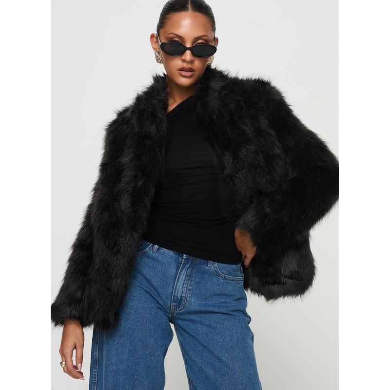 Bada Bing Faux Fur Jacket Onyx