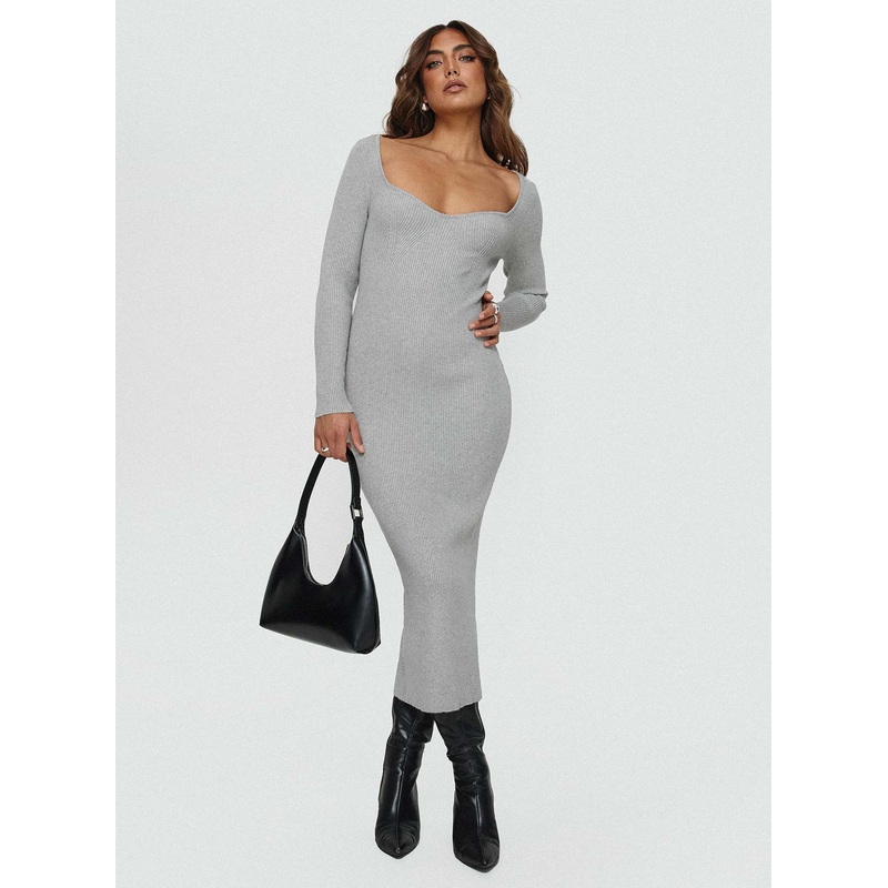 Kaseem Long Sleeve Maxi Dress Grey
