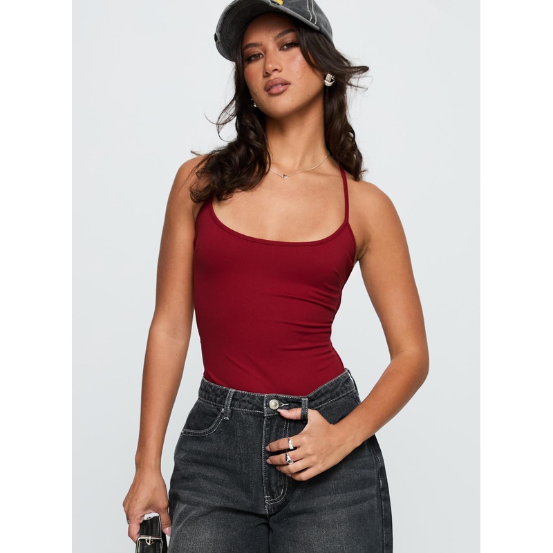 All Tied Up Bodysuit Burgundy