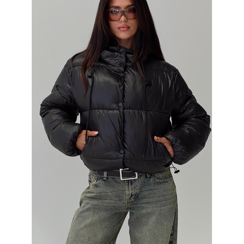 Beekall Hooded Puffer Jacket Black