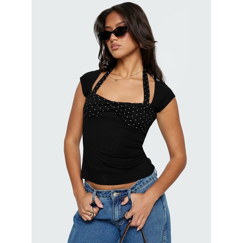 Emberglow Top Black / Polka