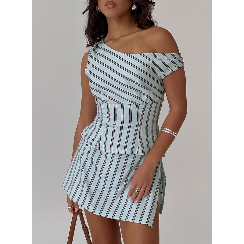 Gulliver Tie Side Mini Skort Blue / Maroon Stripe