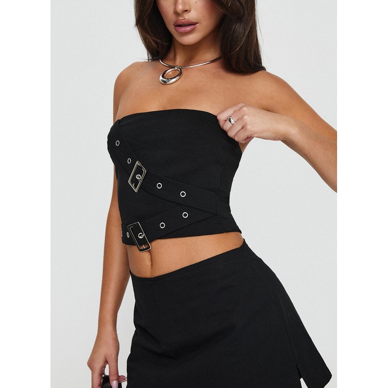 Haliman Strapless Top Black