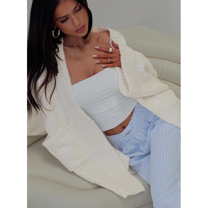 Paisleigh Cable Knit Cardigan Cream