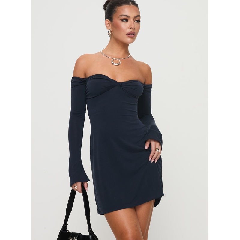 Suizie Off The Shoulder Mini Dress Navy