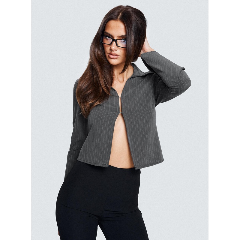 Around The Corner Long Sleeve Top Grey