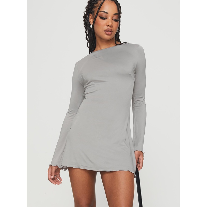 Arthars Long Sleeve Mini Dress Charcoal