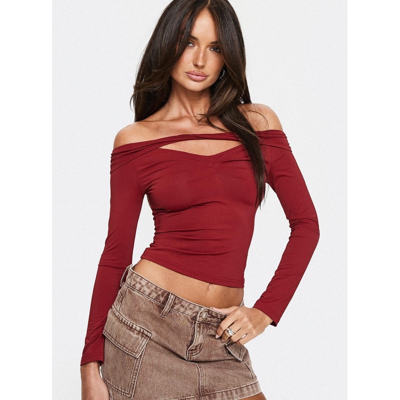 Kressida Off The Shoulder Top Red