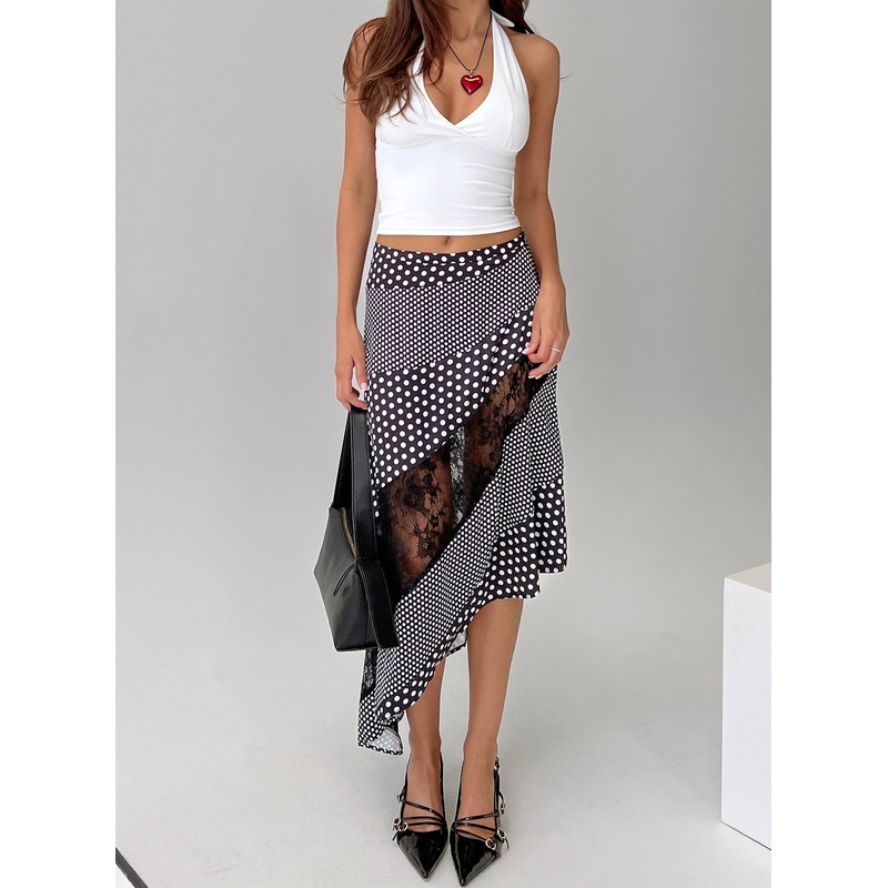 Midnight Memories Asymmetrical Midi Skirt Black Multi