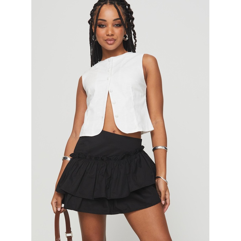 Selenis Asymmetrical Mini Skort Black