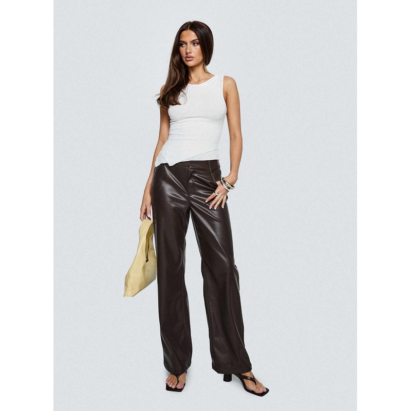 Sixth Sense Faux Leather Pants Brown