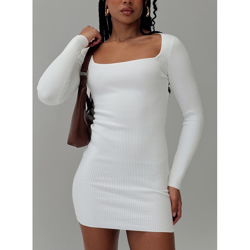 Zaatar Long Sleeve Mini Dress White