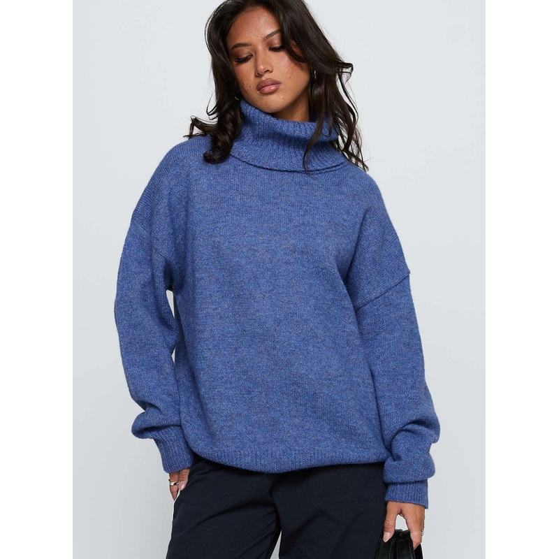 Zephry Turtleneck Knit Sweater Blue