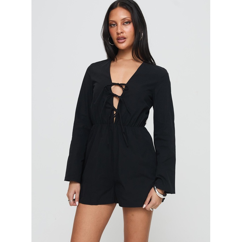 Cassis Long Sleeve Playsuit Black