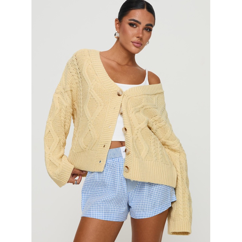 Daxtan Cable Cardigan Lemon