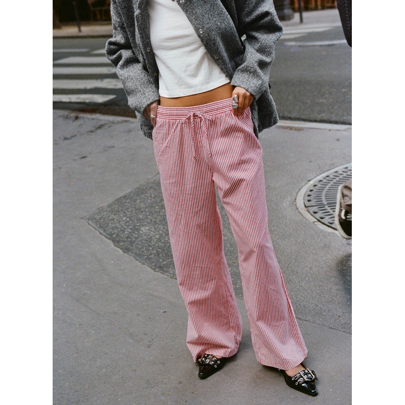 Holiday Tie Front Pants Red/White Stripe