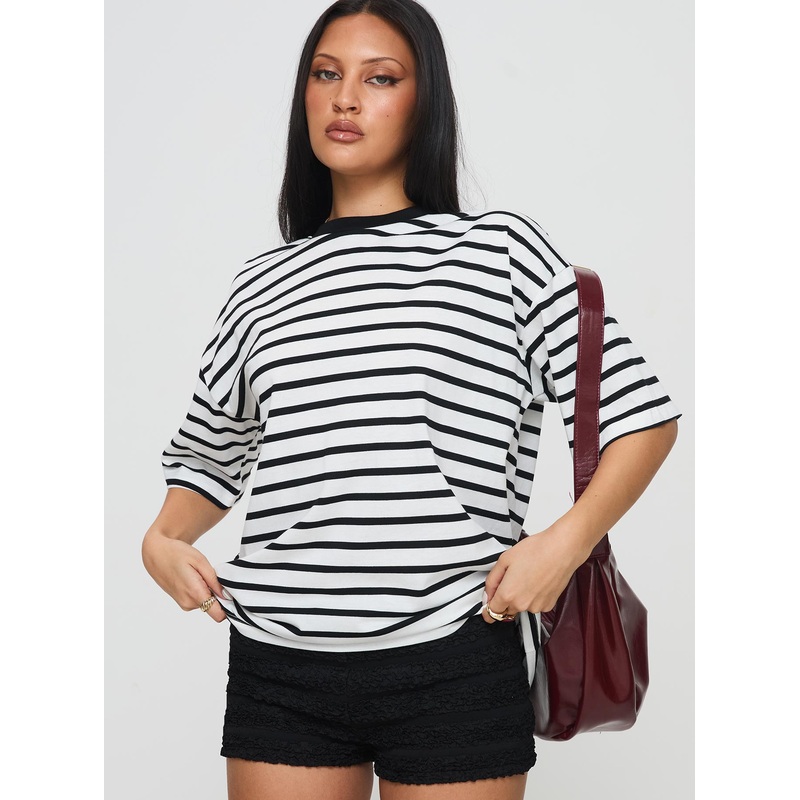 Nersa Oversized Tee Black/white Stripe