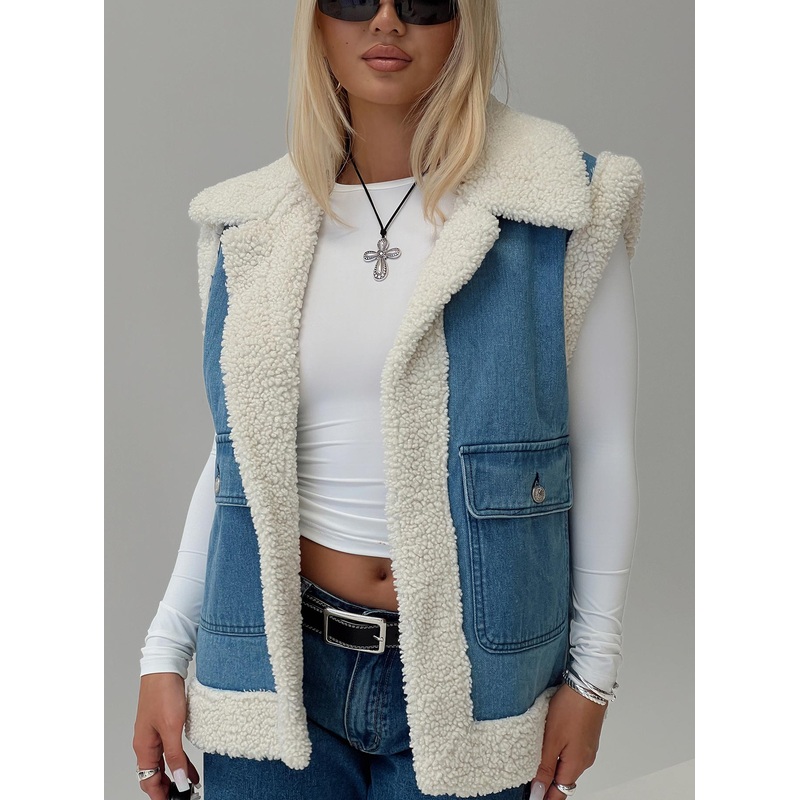 Ottilie Shearling Vest Blue