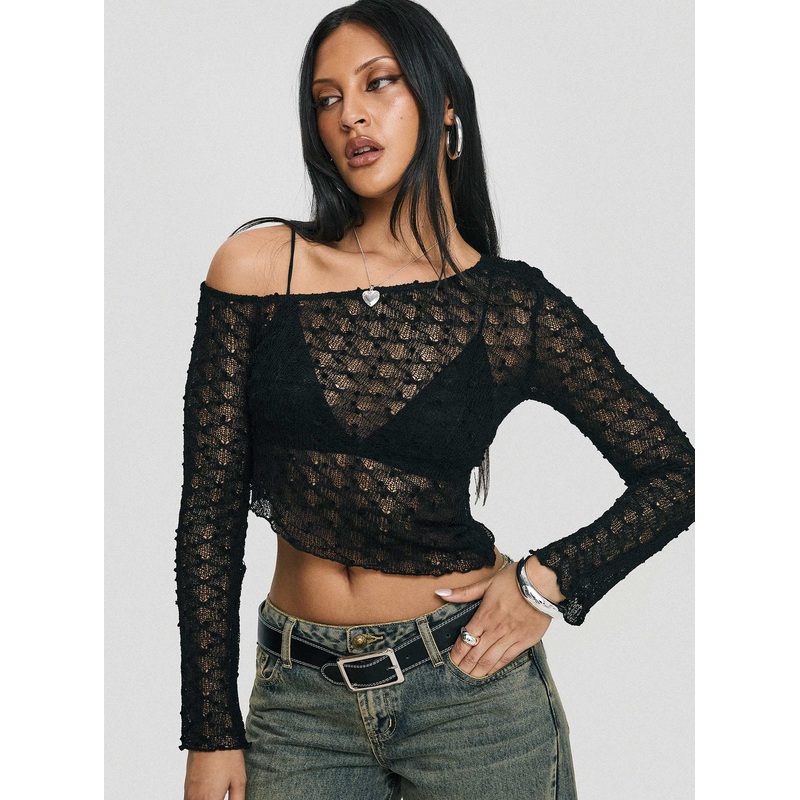 Prettiest Star Long Sleeve Top Black