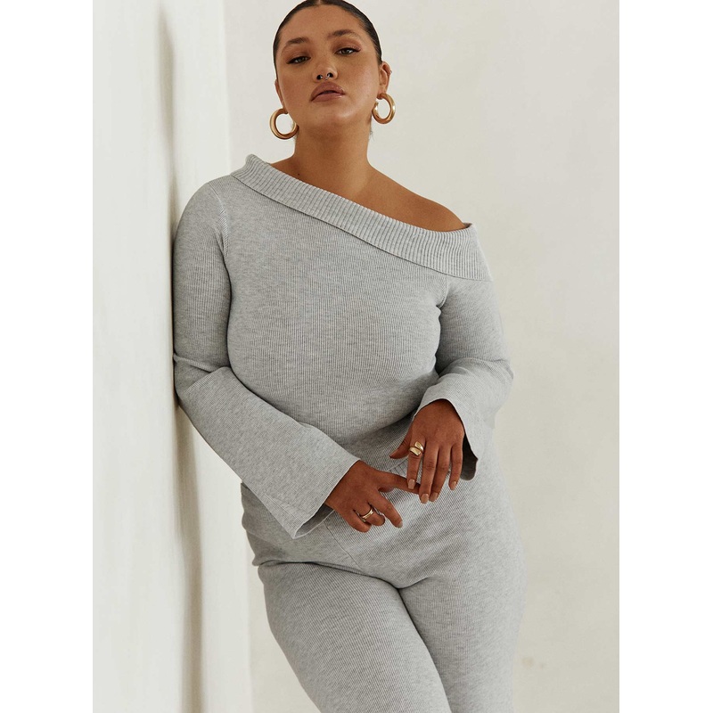 Sina Off The Shoulder Top Grey Curve