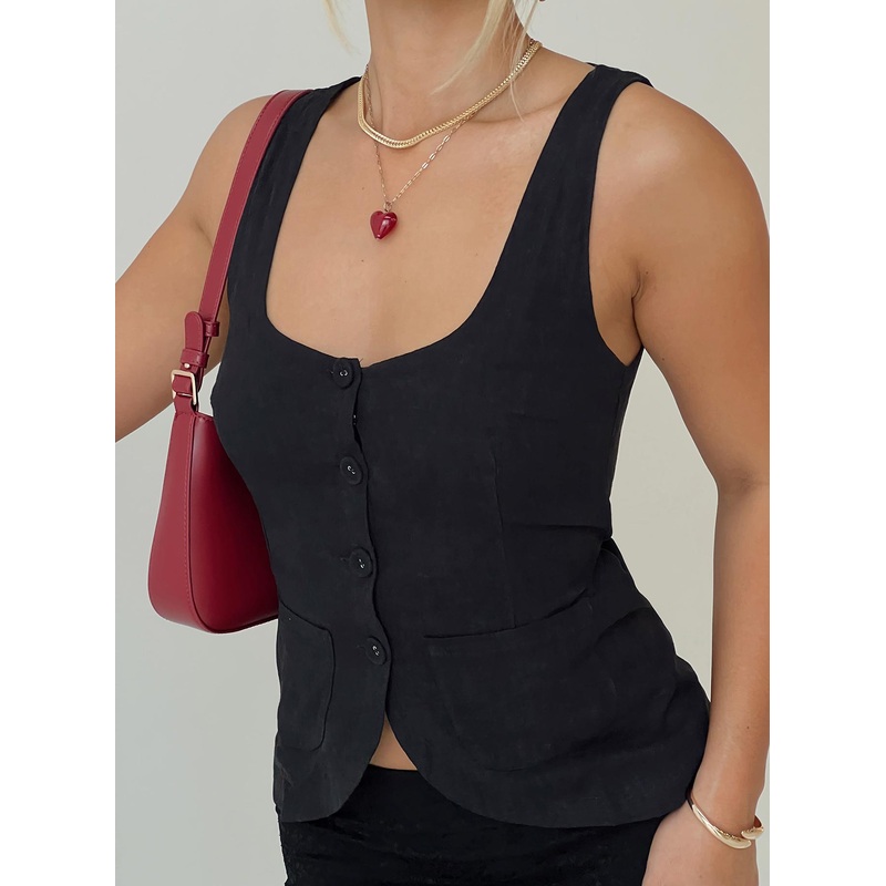Spirito Vest Top Black