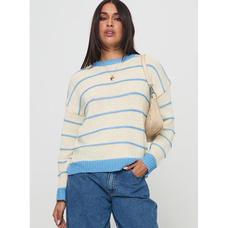 Albury Knit Sweater Cream / Blue