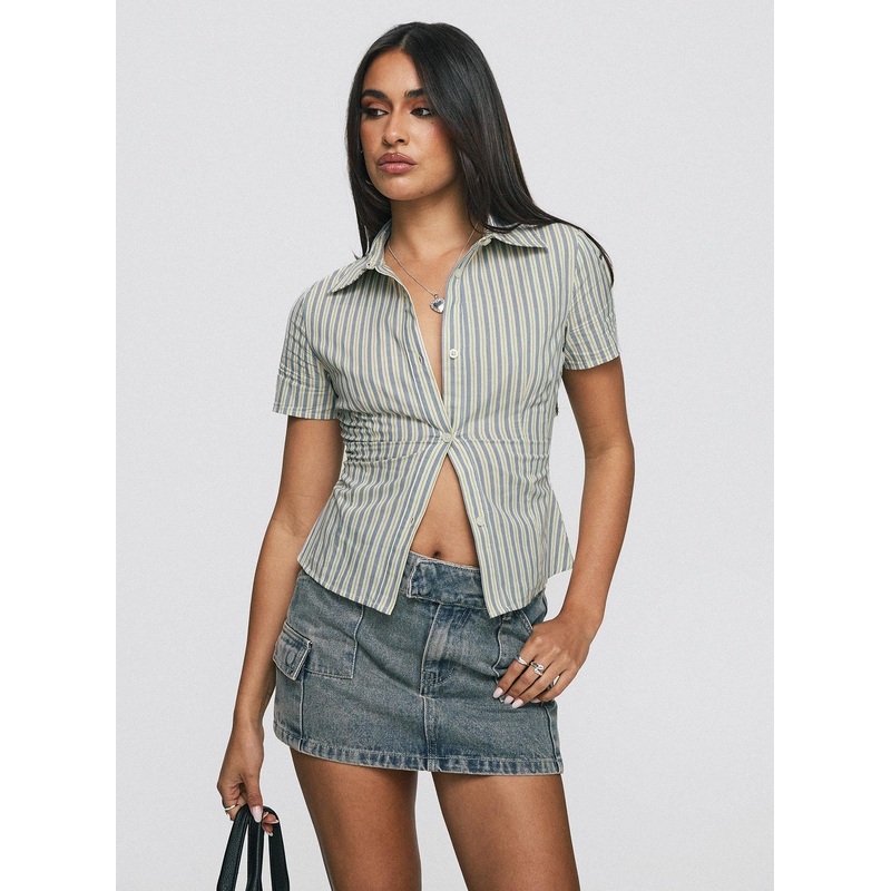 Calixta Denim Mini Skirt Washed Blue