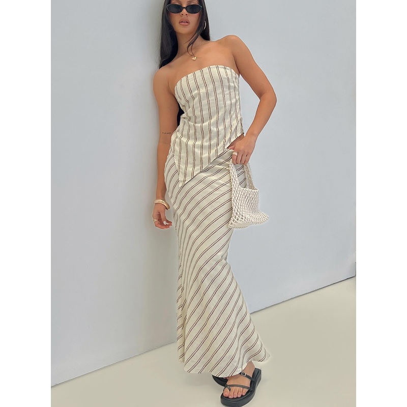 Mercer Linen Blend Maxi Skirt Cream
