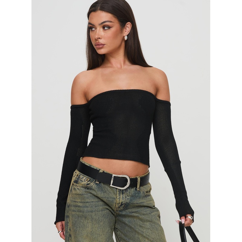 Laroche Off Shoulder Top Black