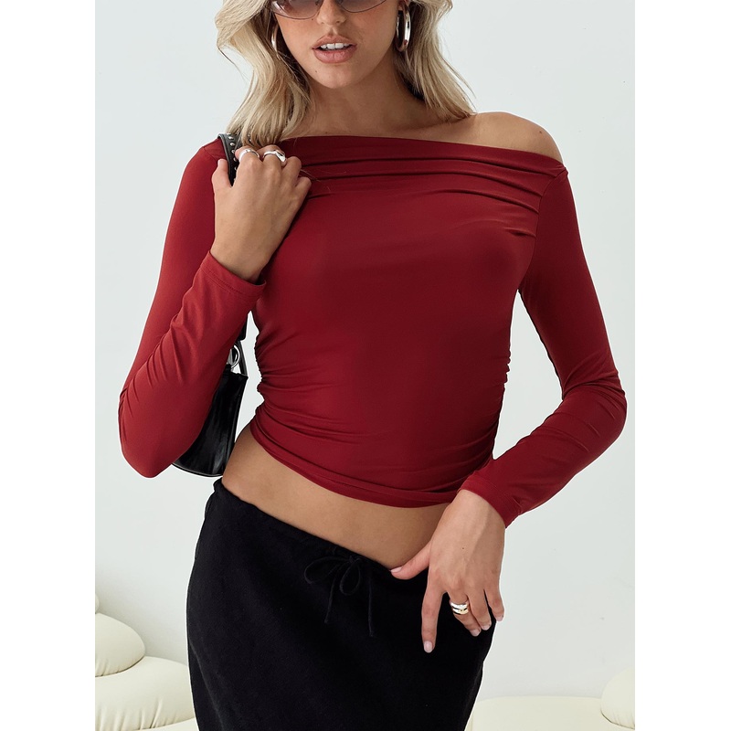 Matrid Long Sleeve Top Burgundy