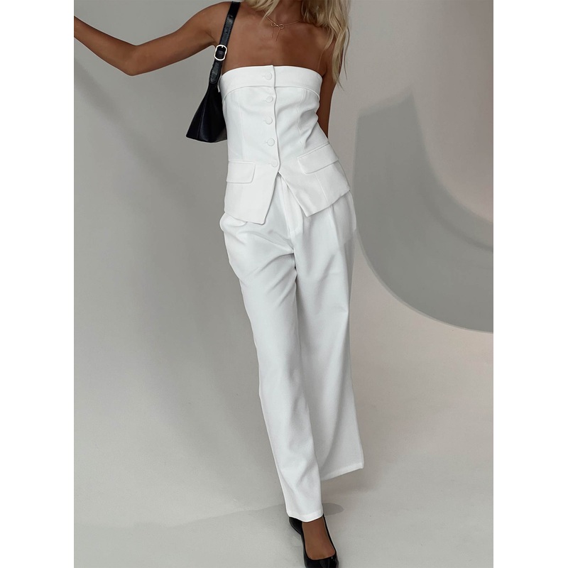 Jazzar Pocket Detail Pleated Pant White Petite